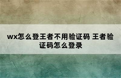 wx怎么登王者不用验证码 王者验证码怎么登录